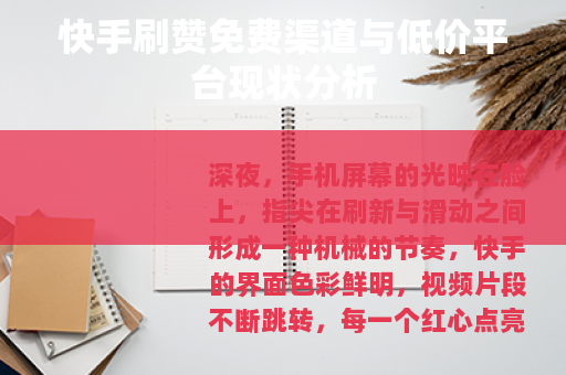 快手刷赞免费渠道与低价平台现状分析