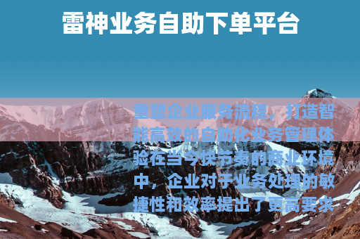 雷神业务自助下单平台