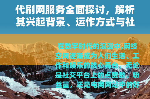 代刷网服务全面探讨，解析其兴起背景、运作方式与社会反响