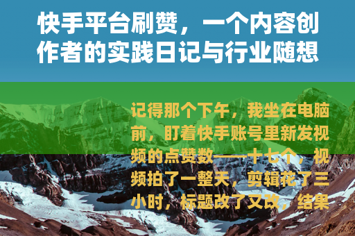 快手平台刷赞，一个内容创作者的实践日记与行业随想