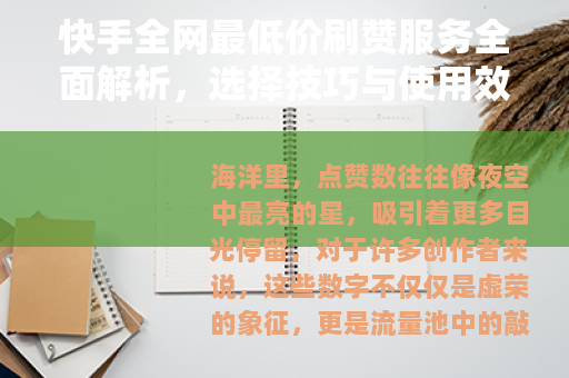 快手全网最低价刷赞服务全面解析，选择技巧与使用效果详谈