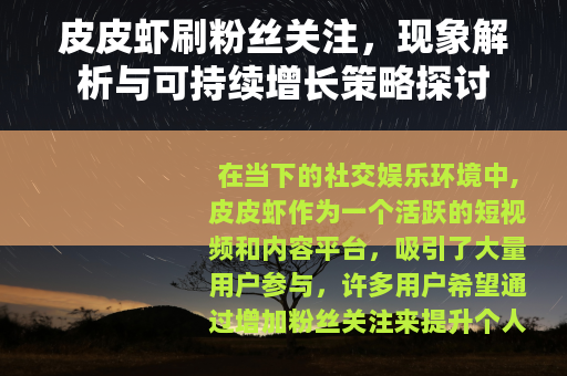 皮皮虾刷粉丝关注，现象解析与可持续增长策略探讨