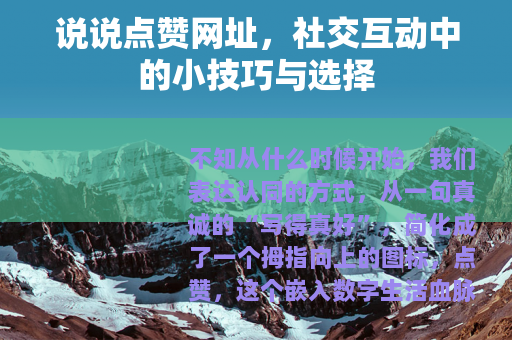 说说点赞网址，社交互动中的小技巧与选择