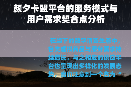 颜夕卡盟平台的服务模式与用户需求契合点分析