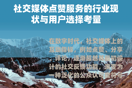 社交媒体点赞服务的行业现状与用户选择考量