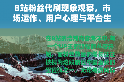B站粉丝代刷现象观察，市场运作、用户心理与平台生态的互动分析