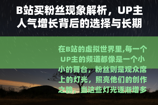 B站买粉丝现象解析，UP主人气增长背后的选择与长期发展思考