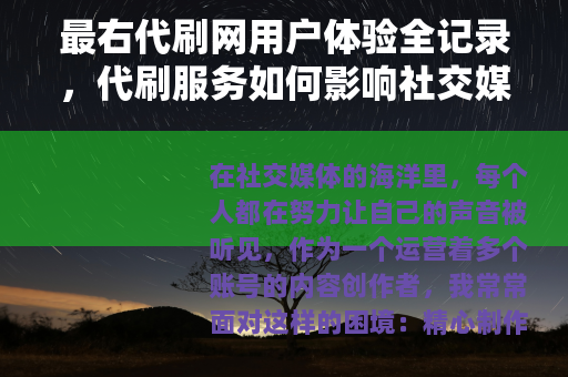 最右代刷网用户体验全记录，代刷服务如何影响社交媒体运营