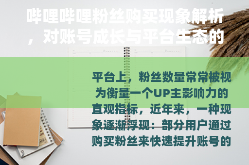 哔哩哔哩粉丝购买现象解析，对账号成长与平台生态的思考