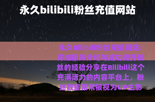 永久bilibili粉丝充值网站