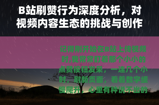 B站刷赞行为深度分析，对视频内容生态的挑战与创作者的应对策略