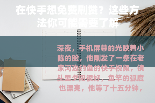 在快手想免费刷赞？这些方法你可能需要了解