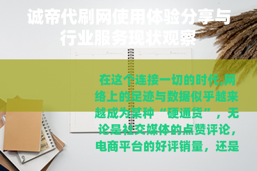 诚帝代刷网使用体验分享与行业服务现状观察
