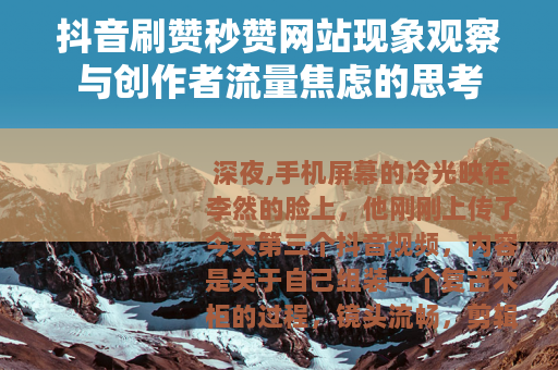 抖音刷赞秒赞网站现象观察与创作者流量焦虑的思考