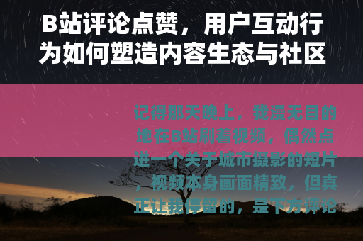 B站评论点赞，用户互动行为如何塑造内容生态与社区氛围的详细观察