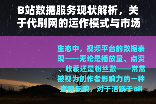 B站数据服务现状解析，关于代刷网的运作模式与市场生态观察