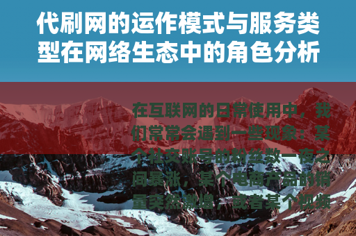 代刷网的运作模式与服务类型在网络生态中的角色分析