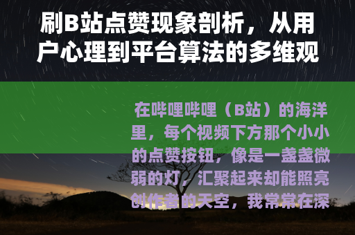 刷B站点赞现象剖析,从用户心理到平台算法的多维观察 刷B站点赞现象剖析,从用户心理到平台算法的多维观察