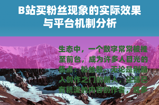 B站买粉丝现象的实际效果与平台机制分析