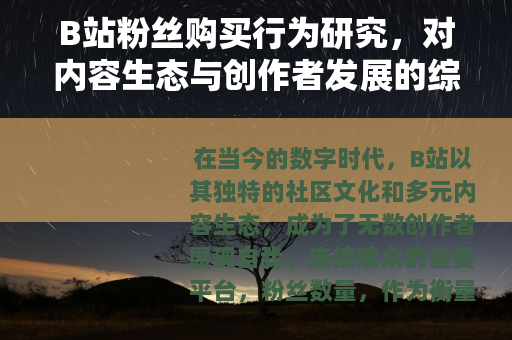 B站粉丝购买行为研究，对内容生态与创作者发展的综合探讨