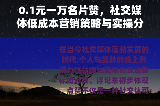 0.1元一万名片赞，社交媒体低成本营销策略与实操分享