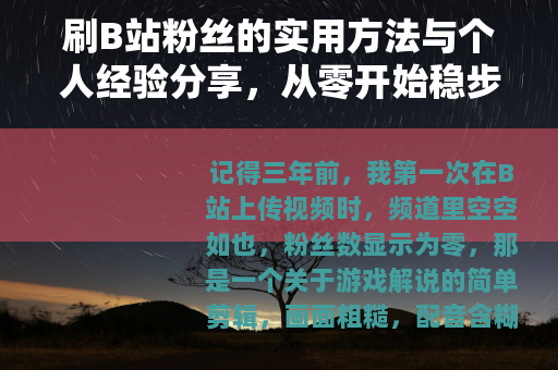 刷B站粉丝的实用方法与个人经验分享,从零开始稳步提升关注量 刷B站粉丝的实用方法与个人经验分享,从零开始稳步提升关注量