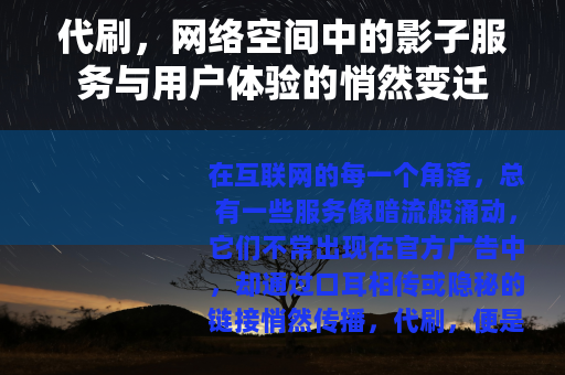代刷，网络空间中的影子服务与用户体验的悄然变迁