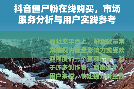 抖音僵尸粉在线购买，市场服务分析与用户实践参考