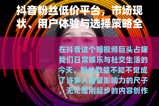 抖音粉丝低价平台，市场现状、用户体验与选择策略全解析