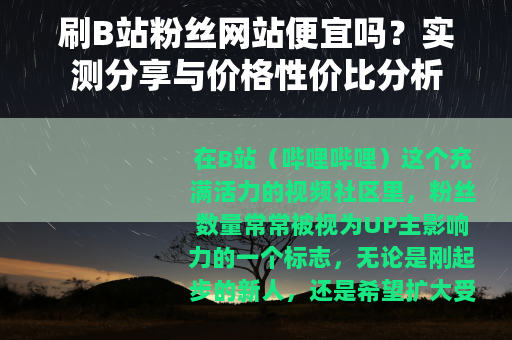 刷B站粉丝网站便宜吗？实测分享与价格性价比分析
