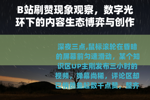 B站刷赞现象观察，数字光环下的内容生态博弈与创作心理实录