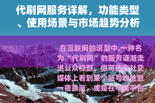 代刷网服务详解，功能类型、使用场景与市场趋势分析