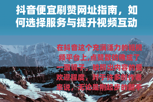 抖音便宜刷赞网址指南，如何选择服务与提升视频互动效果