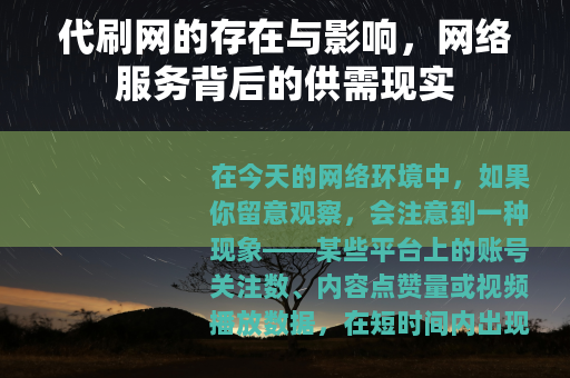 代刷网的存在与影响，网络服务背后的供需现实