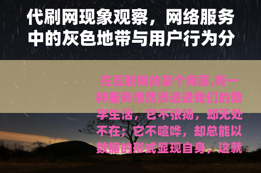 代刷网现象观察，网络服务中的灰色地带与用户行为分析