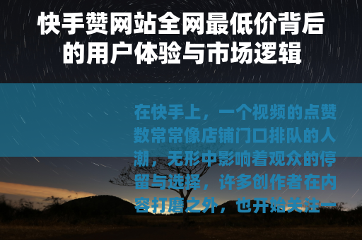 快手赞网站全网最低价背后的用户体验与市场逻辑