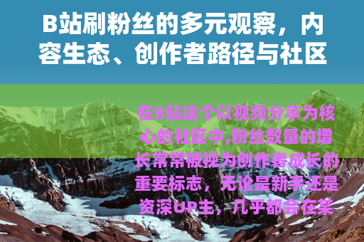 B站刷粉丝的多元观察，内容生态、创作者路径与社区健康的平衡思考