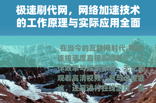 极速刷代网，网络加速技术的工作原理与实际应用全面指南