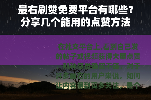 最右刷赞免费平台有哪些？分享几个能用的点赞方法