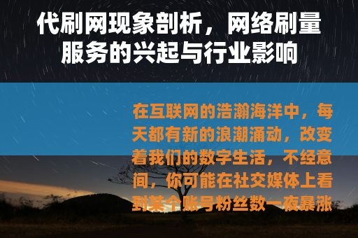 代刷网现象剖析，网络刷量服务的兴起与行业影响