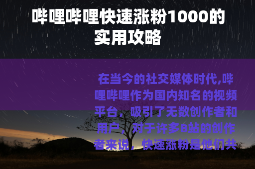 哔哩哔哩快速涨粉1000的实用攻略