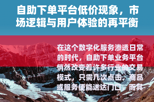 自助下单平台低价现象,市场逻辑与用户体验的再平衡 自助下单平台低价现象,市场逻辑与用户体验的再平衡