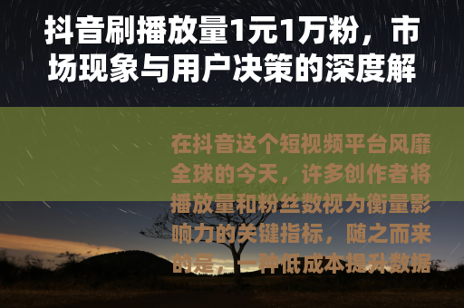 抖音刷播放量1元1万粉，市场现象与用户决策的深度解析