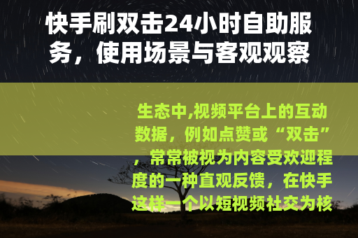 快手刷双击24小时自助服务，使用场景与客观观察