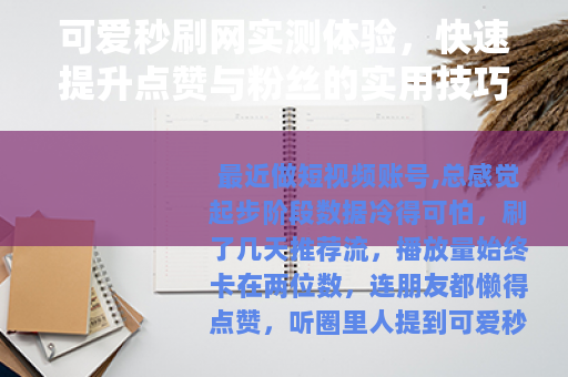 可爱秒刷网实测体验，快速提升点赞与粉丝的实用技巧分享