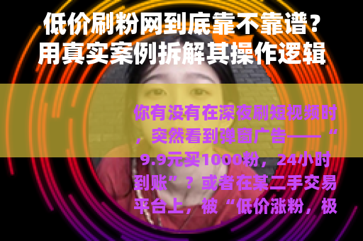 低价刷粉网到底靠不靠谱？用真实案例拆解其操作逻辑与潜在后果