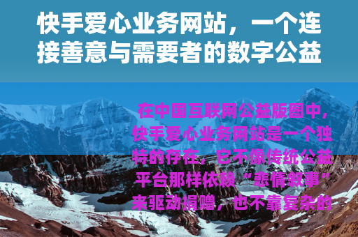 快手爱心业务网站，一个连接善意与需要者的数字公益平台全流程解析