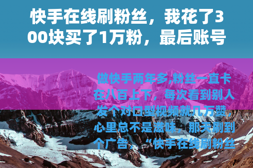 快手在线刷粉丝，我花了300块买了1万粉，最后账号成了这样