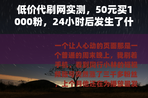 低价代刷网实测，50元买1000粉，24小时后发生了什么？