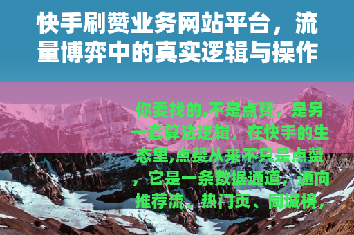 快手刷赞业务网站平台，流量博弈中的真实逻辑与操作路径